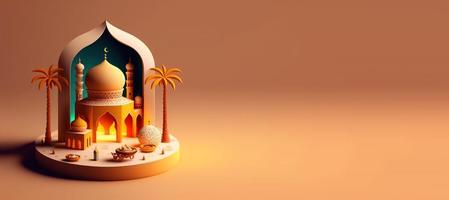 3D Illustration of Mosque for Islamic Ramadan Greeting photo