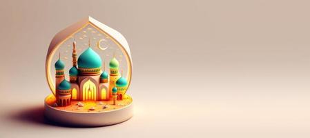 Mosque Digital Illustration for Eid Islamic Ramadan Background photo