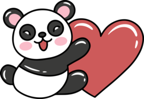 panda de saint valentin avec des coeurs png