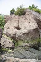 Hopewell rocas estructura erosionada durante la marea baja foto