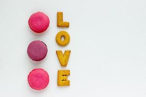 Sweet Desserts Minimalist Aesthetic Background. Macaroon Love Valentine's Day Wallpaper photo