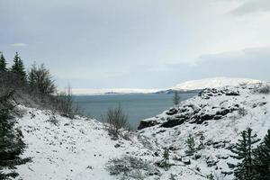 Iceland National Park Coastline Covered In Snow photo