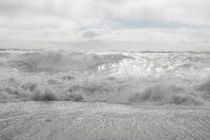 Huge white waves in cold north ocean in Iceland 3 photo