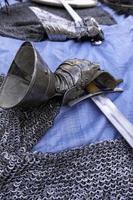 Medieval metallic gloves photo