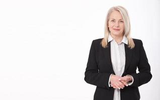 Attractive business woman in a suit isolated photo