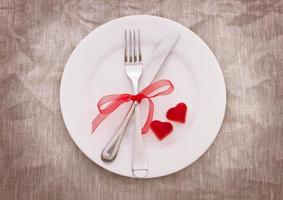 Valentine day love beautiful. Invitation to dinner photo