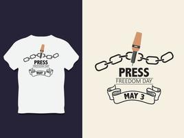 diseño de camiseta de tipografía del día mundial de la libertad de prensa con vector