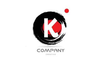 diseño de icono de logotipo de letra del alfabeto grunge k con letras de estilo japonés. plantilla creativa para empresa vector