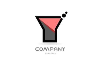 pink black Y geometric alphabet letter logo icon with dots. Creative template for company and business vector