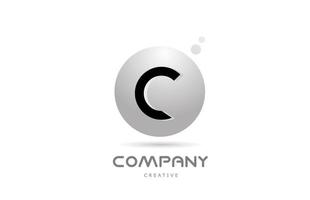 C 3d grey sphere alphabet letter logo icon design with dot. Creative template for business and company vector