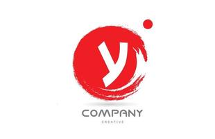 red Y grunge alphabet letter logo icon design with japanese style lettering. Creative template for business and company vector