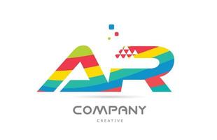 AR combination colorful alphabet letter logo icon design. Colored creative template design for company or business vector