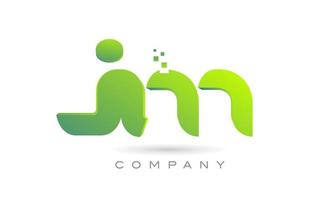 joined JM alphabet letter logo icon combination design with dots and green color. Creative template for company and business vector