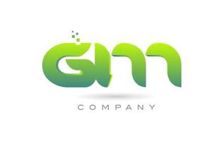 joined GM alphabet letter logo icon combination design with dots and green color. Creative template for company and business vector