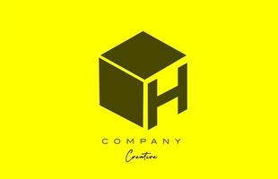 yellow black H letter alphabet letter logo icon design. Creative cube design template for company and business vector