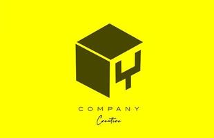 yellow black Y letter alphabet letter logo icon design. Creative cube design template for company and business vector