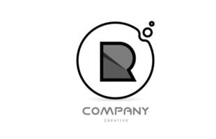 R black and white geometric alphabet letter logo icon with circle. Creative template for company and business vector