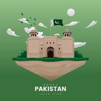 Pakistan Resolution Day High Gate Landmark Illustration Vector