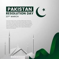 Design Simple Template Pakistan Resolution Day with White Mosque Vector Illustration