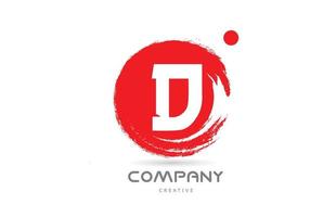 diseño de icono de logotipo de letra del alfabeto rojo d grunge con letras de estilo japonés. plantilla creativa para negocios y empresas. vector