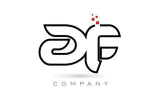 Diseño de combinación de iconos de logotipo de letras del alfabeto conectado af con puntos y color rojo. plantilla creativa para empresa y negocio vector