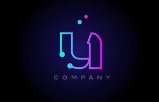 rosa azul u punto línea alfabeto letra logo icono diseño. plantilla creativa para negocios y empresas. vector