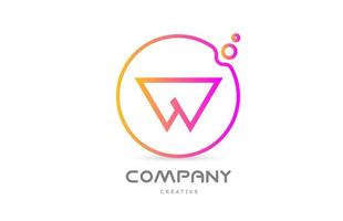 geometric W letter alphabet logo icon with circle and bubbles. Creative template for company and business vector