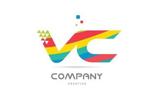 VC combination colorful alphabet letter logo icon design. Colored creative template design for company or business vector