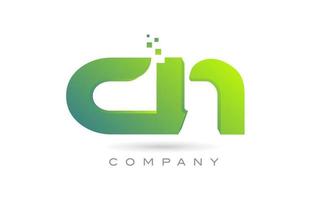 joined CN alphabet letter logo icon combination design with dots and green color. Creative template for company and business vector