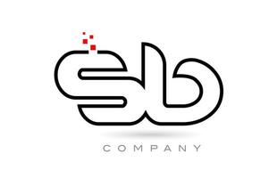 sb conectado alfabeto letra logo icono combinación diseño con puntos y color rojo. plantilla creativa para empresa y negocio vector