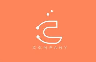 C orange white dot line alphabet letter logo icon design. Creative template for business and company vector