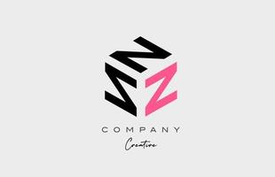 pink Z three letter alphabet letter logo icon design. Creative template for business and company vector