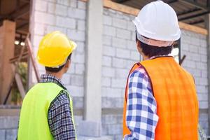 Inspector or worker inspects the construction of the house Structure or parts, store details, take care of inspections