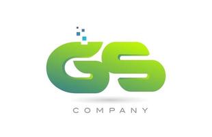 se unió a gs alfabeto letra logo icono combinación diseño con puntos y color verde. plantilla creativa para empresa y negocio vector