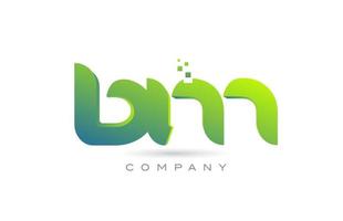 joined BM alphabet letter logo icon combination design with dots and green color. Creative template for company and business vector