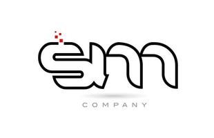 SM connected alphabet letter logo icon combination design with dots and red color. Creative template for company and business vector