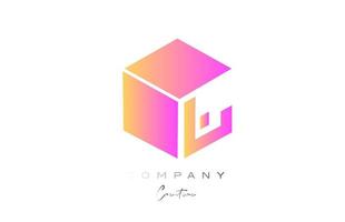 pink yellow J letter alphabet letter logo icon design. Creative cube design template for company and business vector