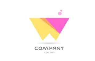 W yellow pink geometric alphabet letter logo icon. Creative template for business and company vector