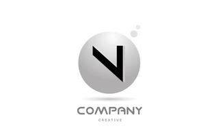 N 3d grey sphere alphabet letter logo icon design with dot. Creative template for business and company vector