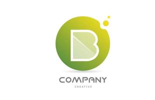 Puntos verdes b icono del logotipo de la letra del alfabeto con transparencia blanca. plantilla creativa para negocios vector