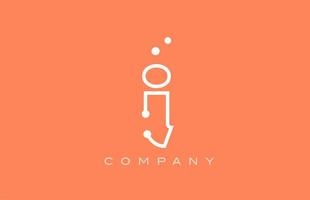 i diseño de icono de logotipo de letra del alfabeto de línea de punto blanco naranja. plantilla creativa para negocios y empresas. vector
