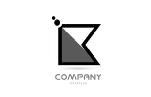 K black white geometric alphabet letter logo icon with dots. Creative template for business and company vector