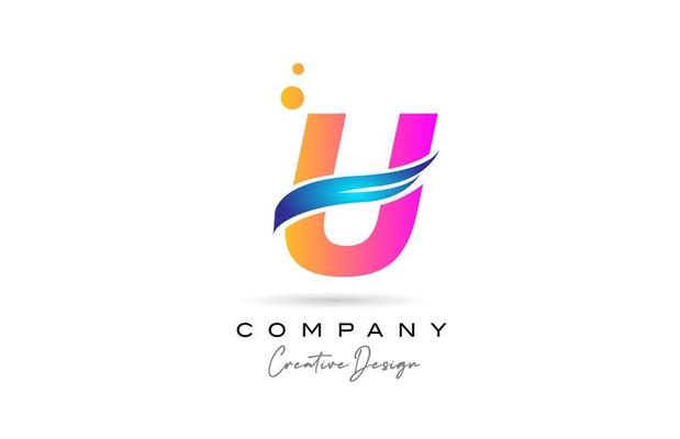 pink bubbles U alphabet letter logo icon with blue swoosh. Creative template for company and business