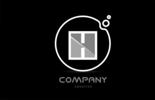 black and white H geometric alphabet letter logo icon with circle. Creative template for company and business vector