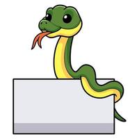 Cute easten racer snake cartoon with blank sign vector