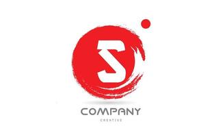 red S grunge alphabet letter logo icon design with japanese style lettering. Creative template for business and company vector