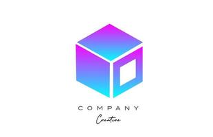 pink blue cube O letter alphabet letter logo icon design. Creative design template for business vector