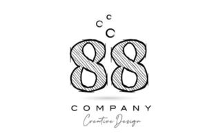 hand drawing number 88 logo icon design for company template. Creative logotype in pencil style vector