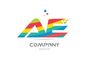 AE combination colorful alphabet letter logo icon design. Colored creative template design for company or business vector