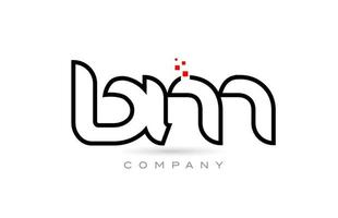 Diseño de combinación de icono de logotipo de letra del alfabeto conectado bm con puntos y color rojo. plantilla creativa para empresa y negocio vector